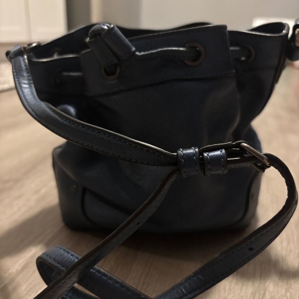 Leather Bucket mini drawstring bag